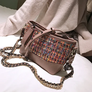 

Luxury Women Bags Designer Tweed Shoulder Bags Famous Brand Chains Clutch Crossbody Bags For Women