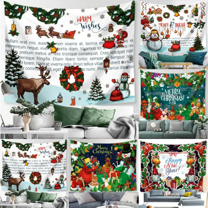 

Merry Christmas Tapestry Wall Hanging Decor Carpet Home Decorative Tapestry Throw Christmas Tapestry