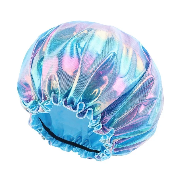 Colorful Headscarf Head Cover Silky Bonnet Beauty Salon Cap Satin Sleep Night Cap Head Cover Bonnet Hat for Curly Springy Hair sky blue