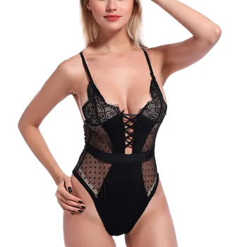 

Women Bandage Lace Bodysuit Transparent Backless Sexy Body Jumpsuit Rompers 2020 Catsuit Bodysuits Slim Overalls Playsuit Black