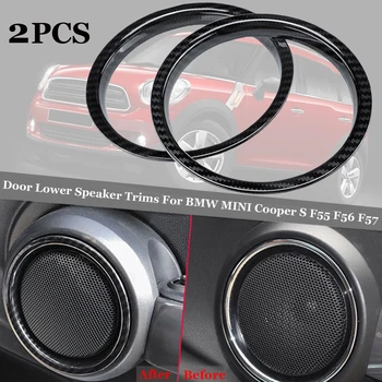 

2pcs Door Lower Speaker Trims Carbon fiber style pattern High Quality ABS Plastic Trim Decor For BMW MINI Cooper S F55 F56 F57