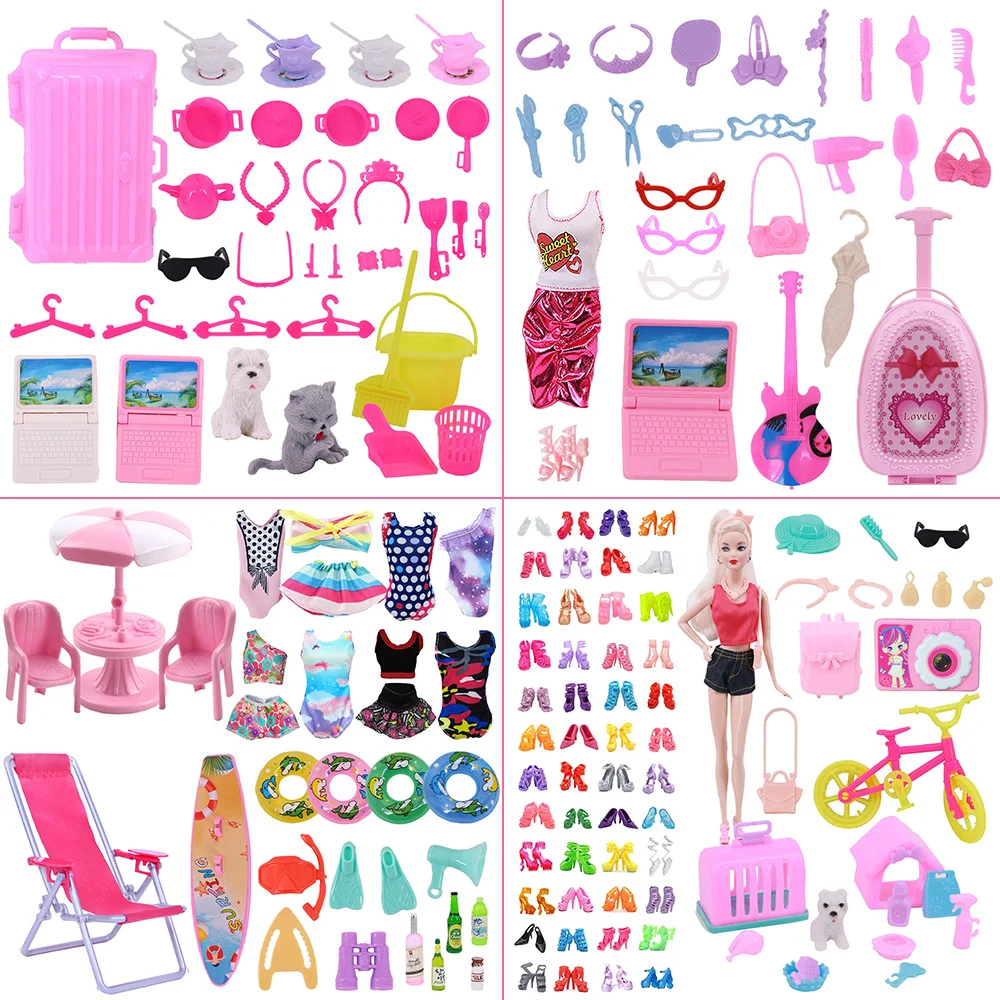 

Random 43 pieces/set of girl toy accessories dress shoes boots glasses backpack various accessories suitable for 11 inch dolls