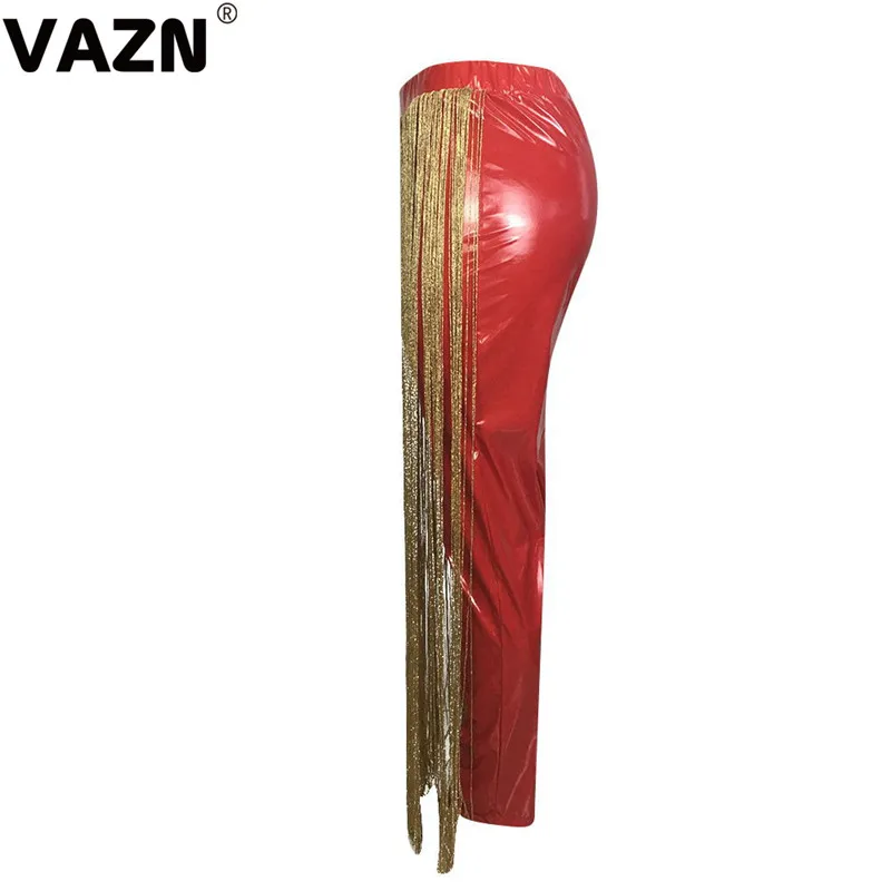 VAZN PY8451 Весна новое поступление модные сексуальные женские однотонные цвета с кисточками обтягивающие брюки леди с высокой талией плоские длинные брюки