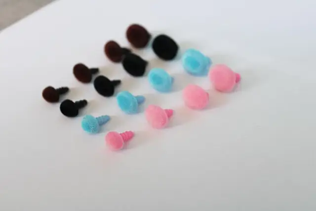 40pcs/lot---7x9mm/9x12mm/10x14mm/12x16mm blue/pink/brown/black  oval flocking toy safety nose + soft washer----size&color option 4