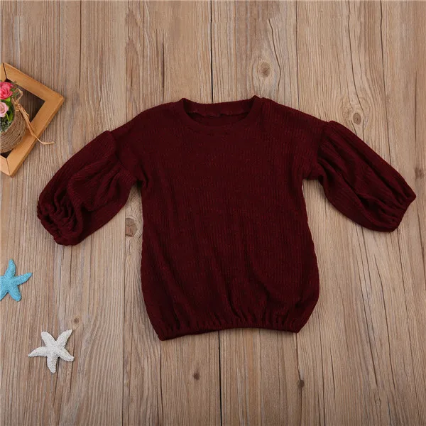 CYSINCOS для девочек; милый свитер с рукавами-фонариками для малышей; Верхняя одежда; детский однотонный пуловер; Осенняя теплая мягкая одежда принцессы; пальто