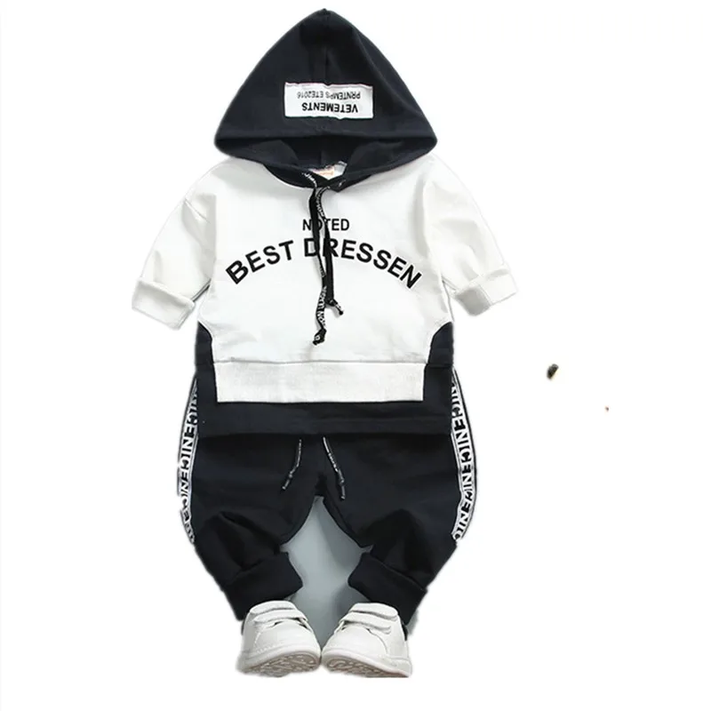 Для детей, состоящие из кофты с капюшоном и штанов, 2 шт./компл. одежда для малышей из хлопка для мальчиков и девочек детские короткие Спортивная одежда наряд модная детская Повседневное тренировочные костюмы; сезон осень