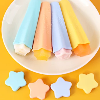 

4 Pcs Popsicle Mold with Lids for Kids Silicone Forms for Ice Cream Reusable Icepop Maker Ice Tube Lolly Tub Mould Kitchen Tools