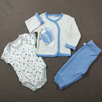 

2020 bib set baby boy's clothes 3pcs set cotton star pattern for baby clothing