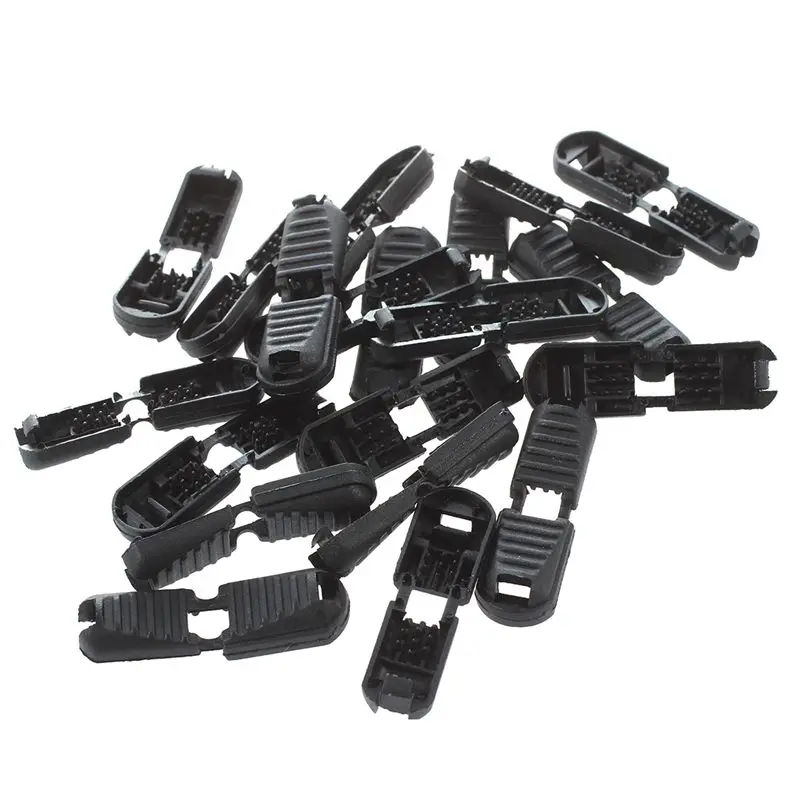

Fashion-Zipper Pull Cord Plastic Lock Ends 5.5mm x 5.3mm 20pcs Black