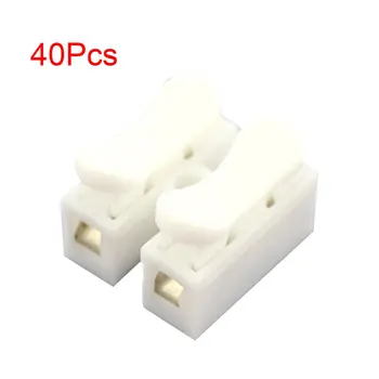 

40 X Wit Geen Solding Lassen Quick 2 P Kabel Draad Connector Geen Schroef Klemmenblok Voorjaar Klem Terminal Block Spring Clamp