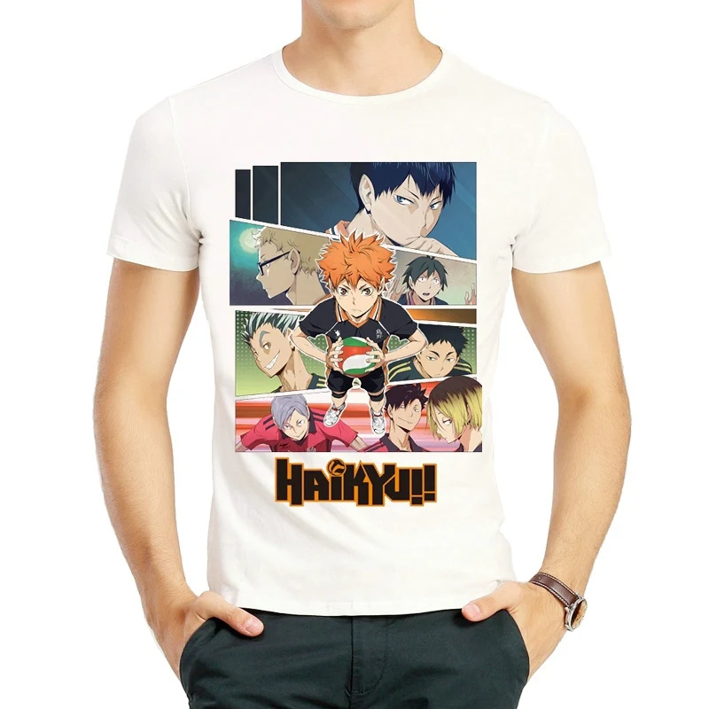 Haikyuu Футболка белая Цвет мужские футболки с короткими рукавами героями