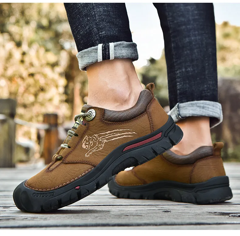 CIMIM/брендовые модные уличные повседневные мужские ботинки; роскошные удобные походные ботинки больших размеров; мужские Нескользящие кроссовки из натуральной кожи