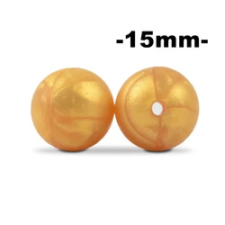 Set of 100 Round Silicone Beads - 15mm, Food Grade, BPA - Free, for DIY Jewelry and Crafting Accessories (Metal gold)