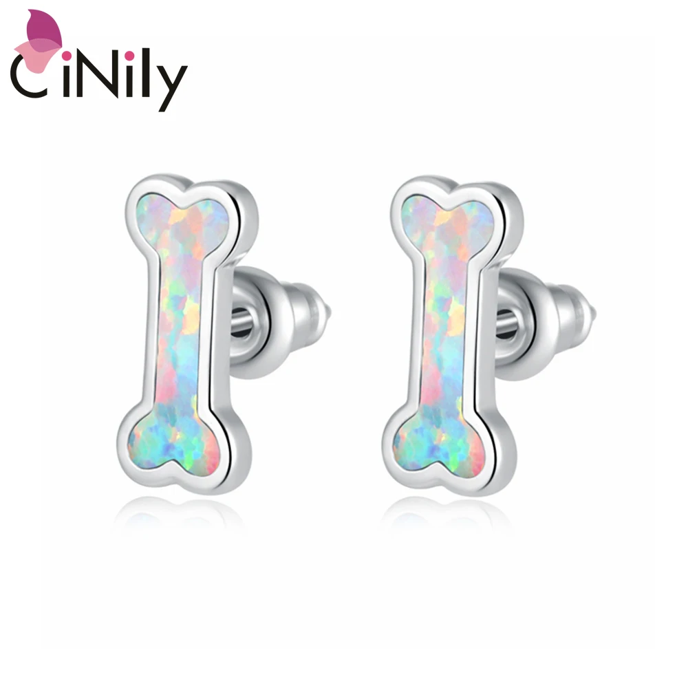 Серьги-гвоздики CiNily из стерлингового серебра 925 пробы с цветным огненным опалом в