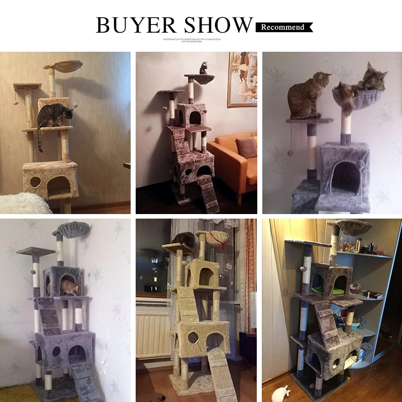 Домашняя кошка дерево Роскошная кошачья башня с двойным Condos вместительный окунь полностью обернутый Когтеточка сизаля и замена