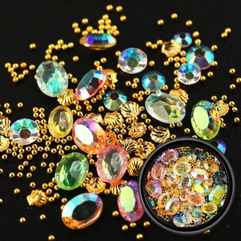 

3D Nail Art Decorations Flat Back Crystal Rhinestones Hollow Heart Moon Shape Nails Studs Rivet Mini Beads Nail Accessories