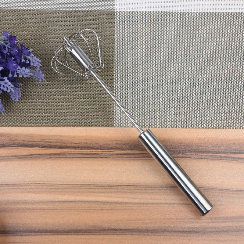 Stainless Steel Semi-automatic Rotating Egg Beater Egg Stirrer Manual Eggbeater Baking Tool