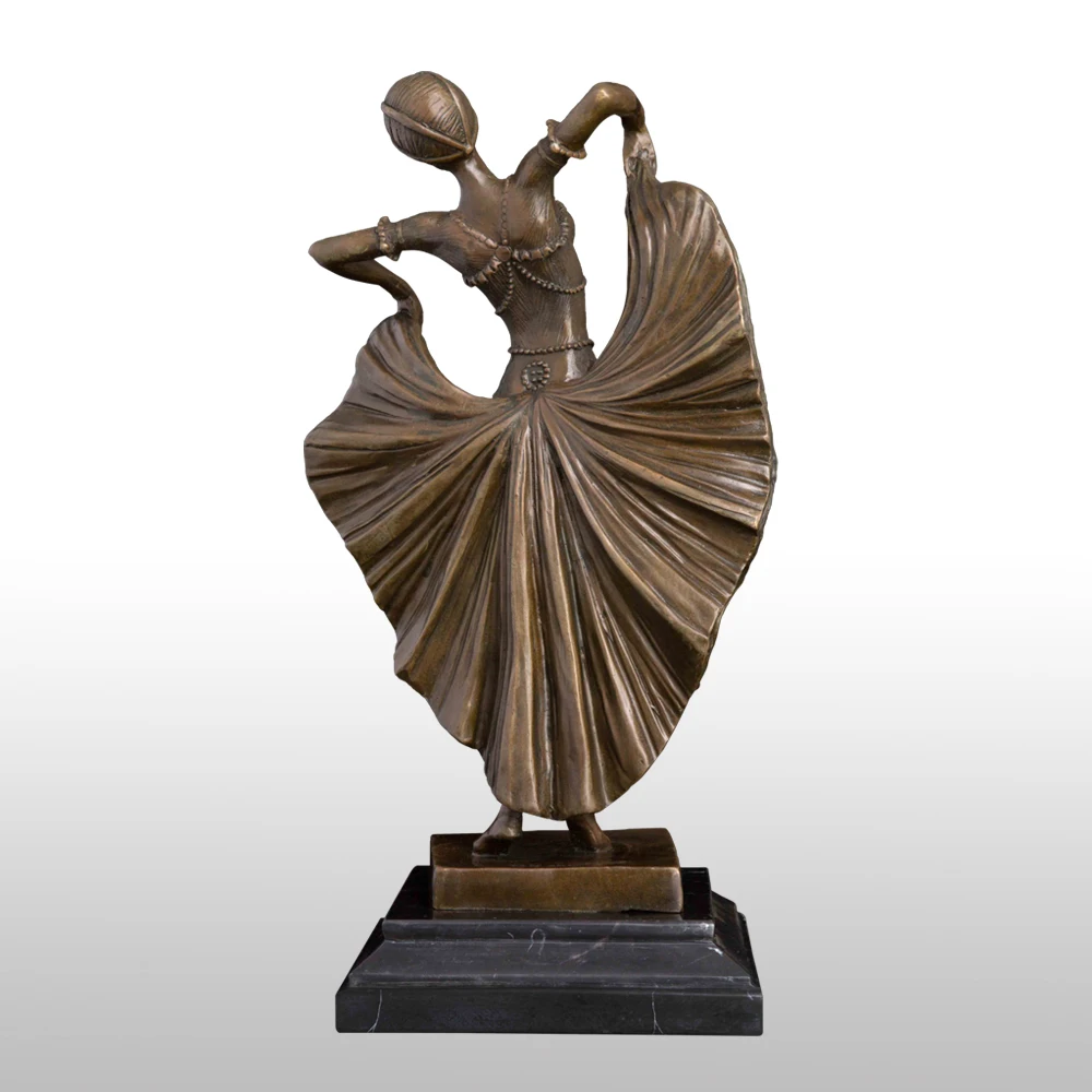 ATLIE 37 см бронзовая танцевальная скульптура женщины и статуя женщина танцовщица медные статуэтки современное искусство для украшения танцевальной комнаты