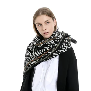 

Personalized Creative Chain Leopard Pattern Scarf Imitation Cashmere dual-use Warm Ladies Scarf Daily Casual Autumn Winter