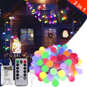 

8 Dimmable Lighting Modes LED Globe String Lights Battery Operated USB 2 in 1 with Timer Xmas Party Fairy Lights Outdoor Indoor