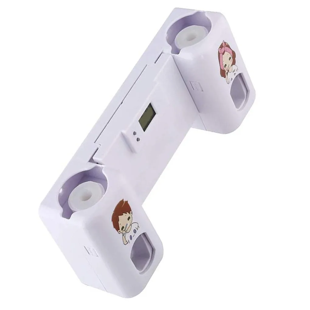 Hot Sale Automatic Cartoon Toothpaste dispenser with Electronic Watch Wall-mounted Toothbrush Holder