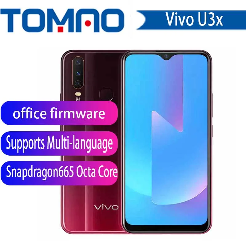 

Original vivo U3x 6.35'' Screen Mobile Phone Snapdragon655 Android Octa Core 5000mAh Battery 18W Charging Smartphone