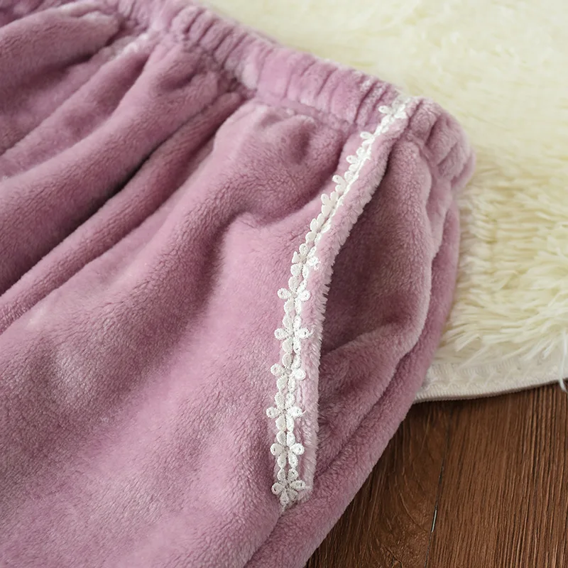 Женские пижамные штаны осень зима новые фланелевые спальные Брюки домашние штаны Женская одежда для отдыха толстые теплые штаны для сна Fdfklak