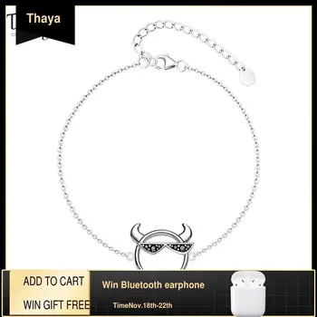 

Thaya Real S925 Silver Chain Hip Hop Bracelet Silver Bracelet Drip Oil Black Zircon 19cm For Women Fine Jewelry Christmas Gift