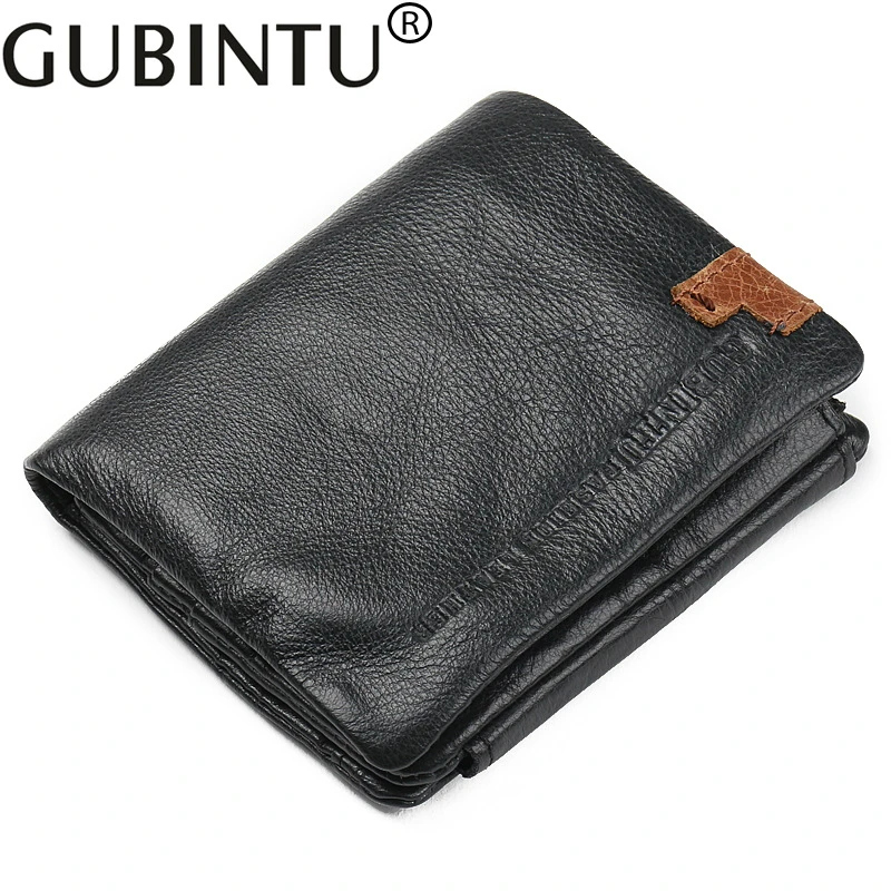 

GUBINTU Personality of Men's Short True Leather Wallet and Cowhide Three-fold Korean Coin and Change Wallet Free Shipping