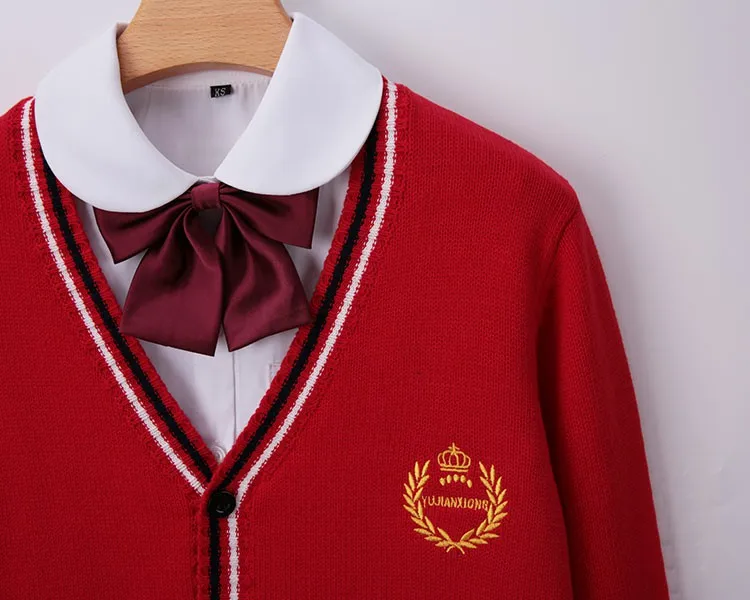 Японский стиль школьная форма для студентов девушка женский свитер длинный рукав JK школьная форма s кардиганы корона вышивка свитер CH