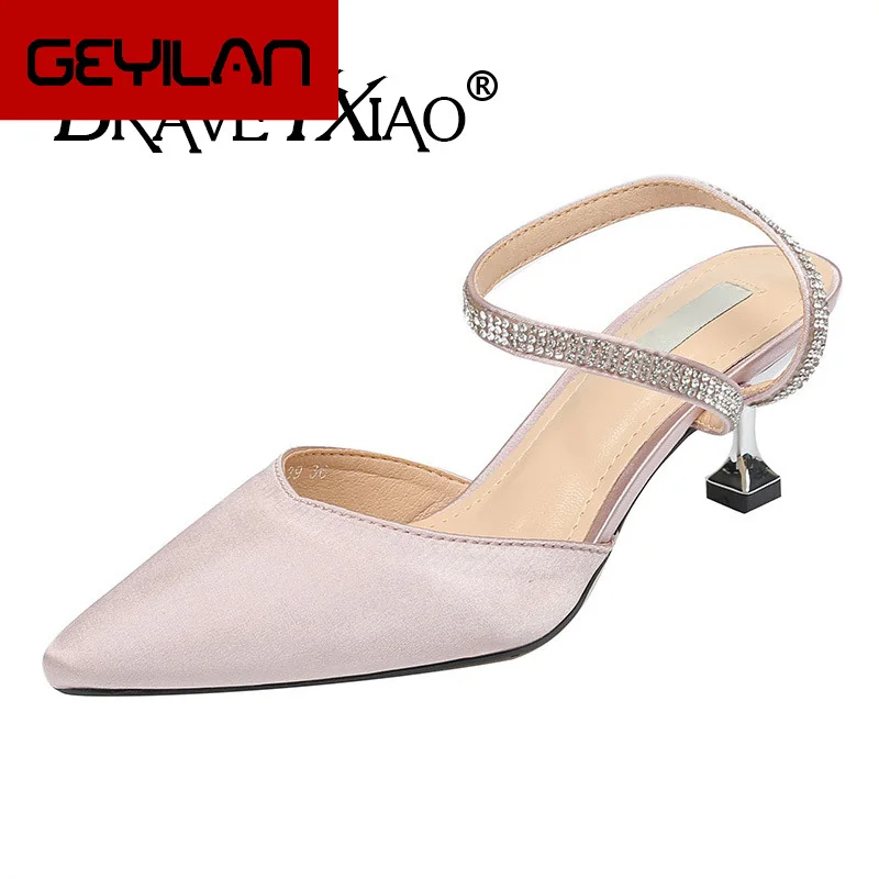 

2019 Summer Shoes Women High Heels Sandals Rhinestone Pointed toe Woman Party Shoes Elegant Office Ladies High Heel 6cm B082