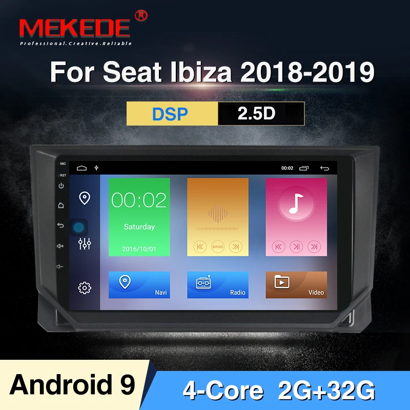 MEKEDE ips DSP 4G 64G Android 9,0 2 DIN Автомобильный gps плеер для Seat Ibiza gps навигация поддержка 4G сеть сенсорный экран - Цвет: 32G