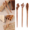 1PC Chinese Retro Style Peach Wood Carved Hairpin Handmade Hollow Out Hair Stick Hairpin Hair Styling Tools Hair Accessories ► Photo 2/6