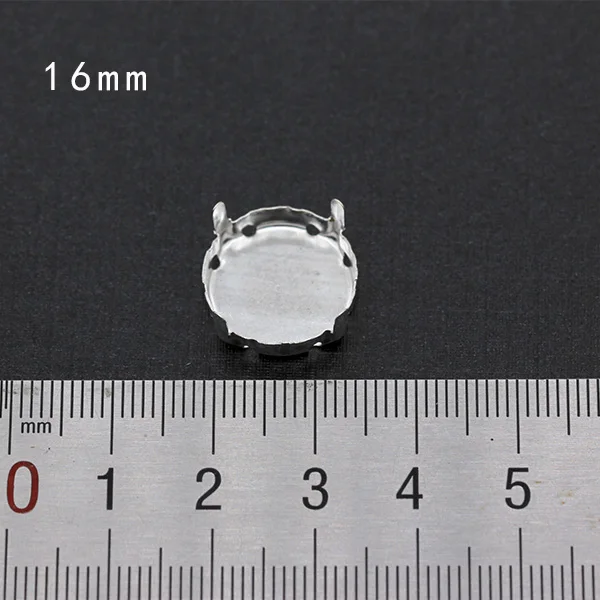 16mm round 30p пустая основа установка пришивные стразы граненые хрустальные драгоценности Посеребренные пустые коготь для камня аксессуары для одежды ссылка 1 - Цвет: 16mm round