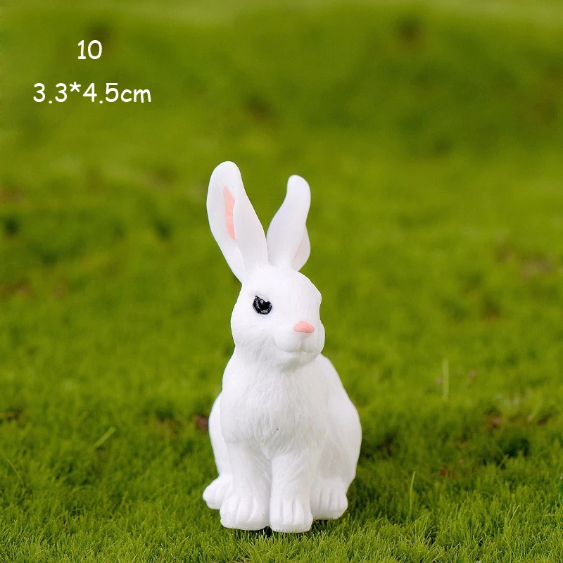 Милый Кролик Пасхальный миниатюрный заяц фигурка животного резиновый Landschaft ремесло кролик украшение для сказочного сада статуэтки аксессуары - Цвет: 10