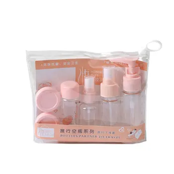 

7Pcs Pink Portable Spray Refillable Bottles Kit Plastic Face Cream Lotion Makeup Container Home Travel Empty Refill Bottles