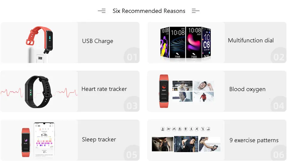 Huawei Band 4 USB зарядка смарт-браслет пульсометр монитор здоровья шагомер многоуровневый циферблат Носимых устройств глобальная версия