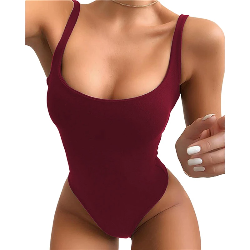 lingerie bodysuit Wine Red Strappy Bodysuit Sexy Backless Ribbed Bodysuit Romper String Femme Sexy Sleeveless Tank Top Bodysuit Body Female red lace bodysuit