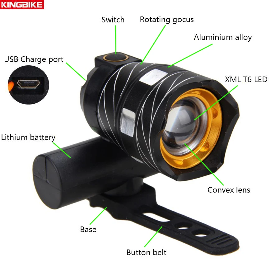 Best Basecamp 15000LM T6 LED Free Zoom Waterproof Bicycle Light Bike Front Lamp Torch Headlight with USB Rechargeable Cycling light 1