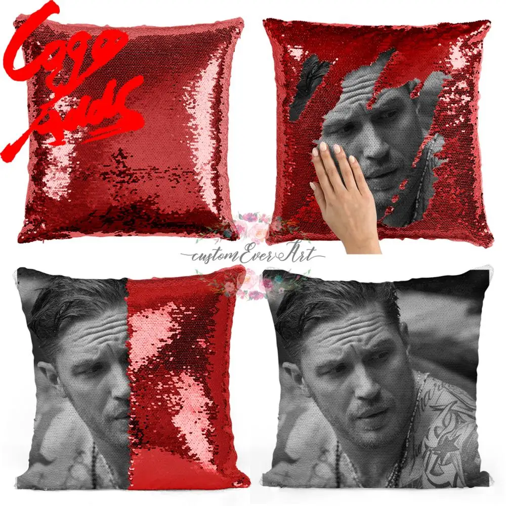 Подушка с блестками Tom Hardy | Наволочка Двухцветная подушка Подарок для нее Него