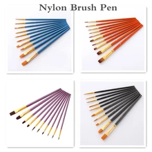 10 шт./компл. акварель гуашь Краски кисти акриловые разных Форма круглым заостренным кончиком набор нейлоновых волосяных Краски ing кисти комплект, принадлежности для живописи