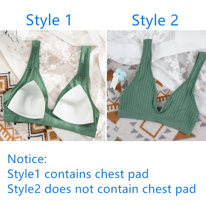 Description Picture 2 of itemSexy Women's Bra Crop Top Female Seamless Underwear Deep V Neck Tank Top Summer Backless Camisole Lingere Sports Ribbed Tanks