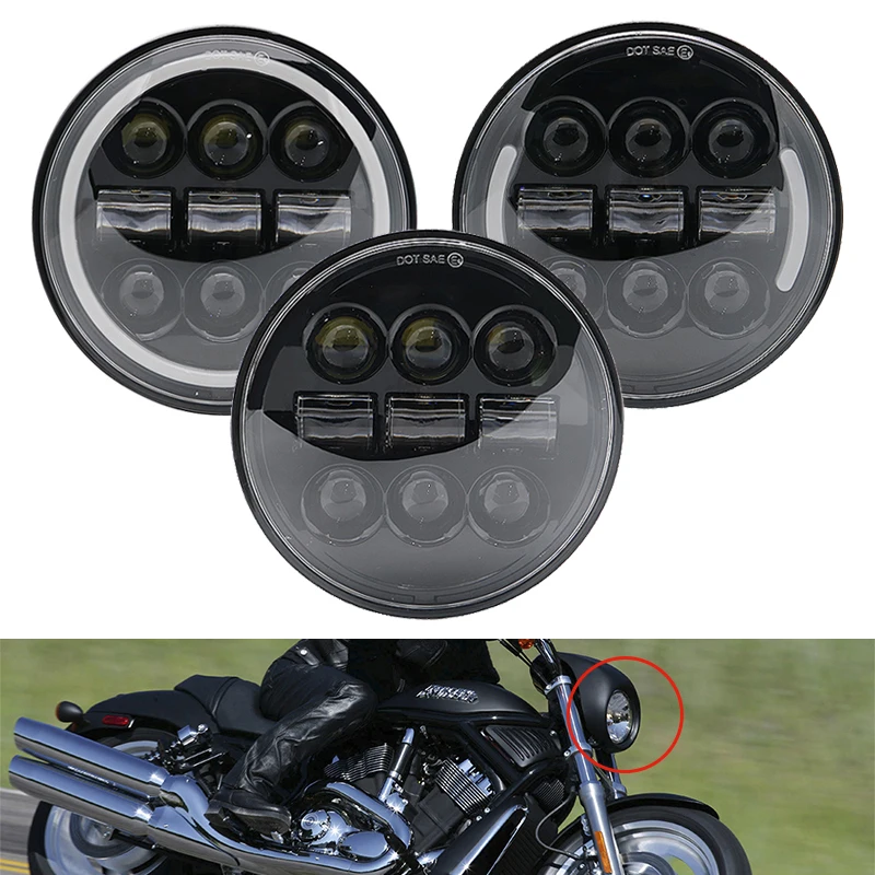 5.75 inch High Low beam projector headlamp 5-3/4" LED Headlight DRL Halo for Yamaha V-Star Vstar 650 950 1100 1300 Stryker