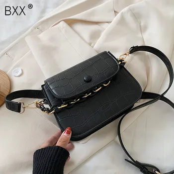 

[BXX] MINI PU Leather Shoulder Bags For Women 2020 Chain Design Luxury Hand Bag Female Travel Solid Color Simple Purses HL950