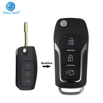 

OkeyTech for Ford Mondeo Flip Folding Uncut FO21 Blade for C-Max Fiesta S-Max Ka Galaxy Transit Remote Car Key Shell Cover Case