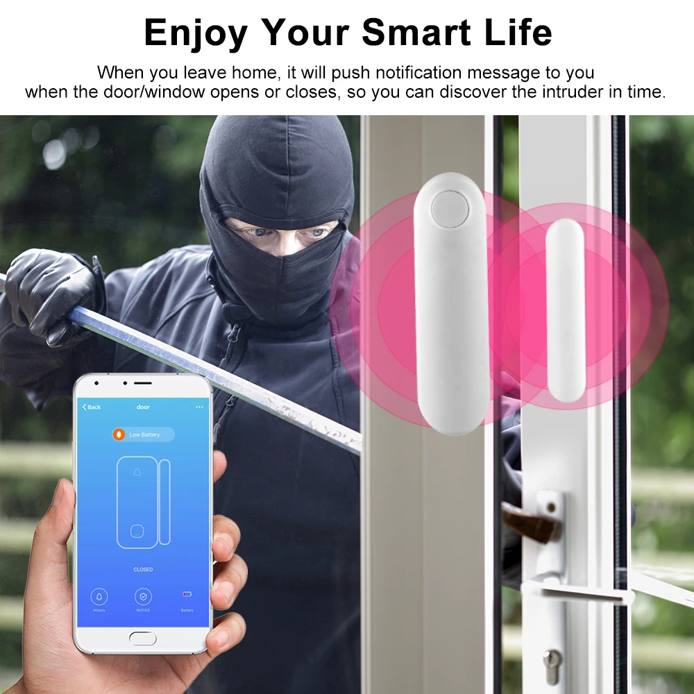 Tuya умный WiFi датчик для двери открытые/Закрытые детекторы Wifi домашняя