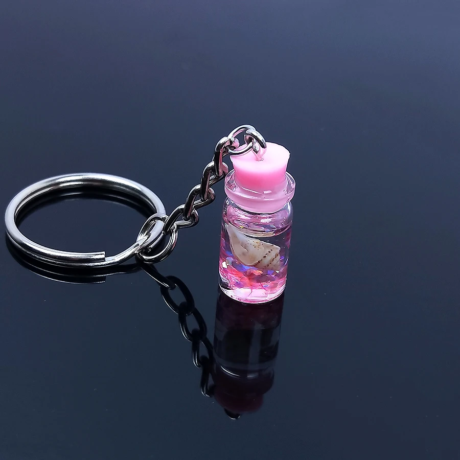 Милый резиновый акриловый Кубок для напитков, фруктового сока, брелок для бутылок, брелок-ракушка для женщин и мужчин, брелок для ключей, сумка, автомобильный брелок, подарок - Цвет: Pink
