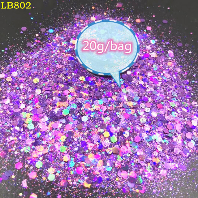 Laser Hexagon Holographic Chunky Glitter Nail Tips Glitter Powder Mermaid  Flakes Sparkly Glitter Resin Crystal mud