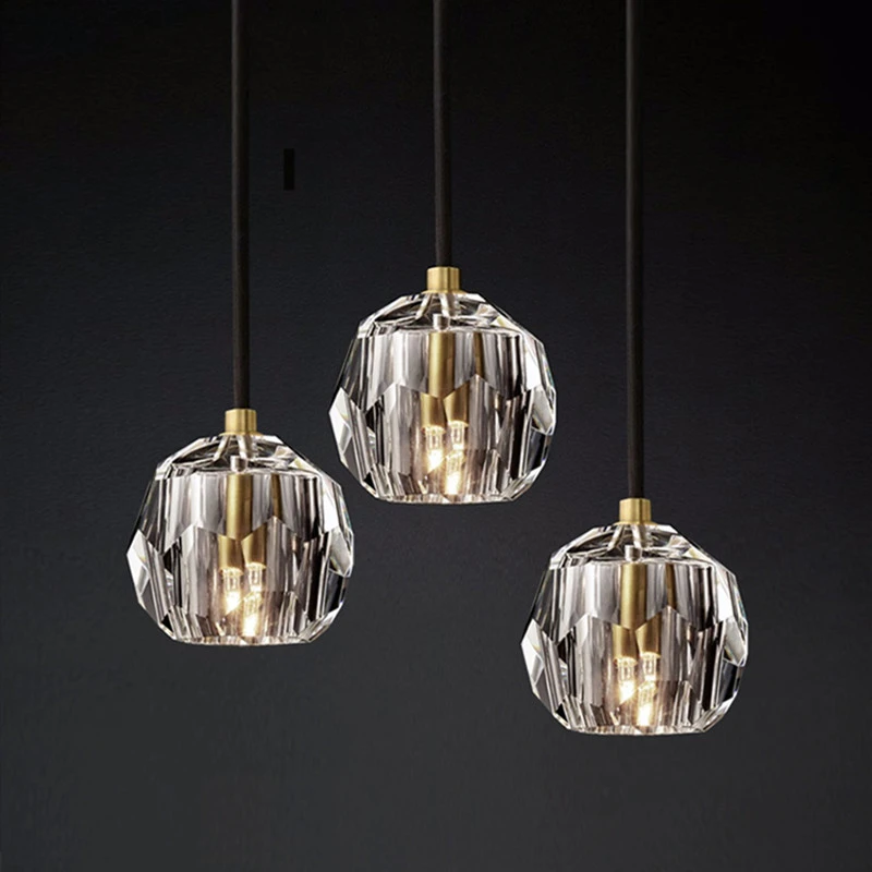 Light Luxury Loft Bedside Crystal Pendant Lights Creative Dining Bar