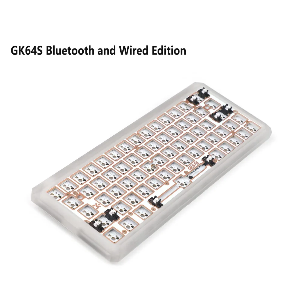 GK64 GK64S пластиковый алюминиевый ПК Комплект клавиатуры с ЧПУ чехол Bluetooth Проводная пластина pcb